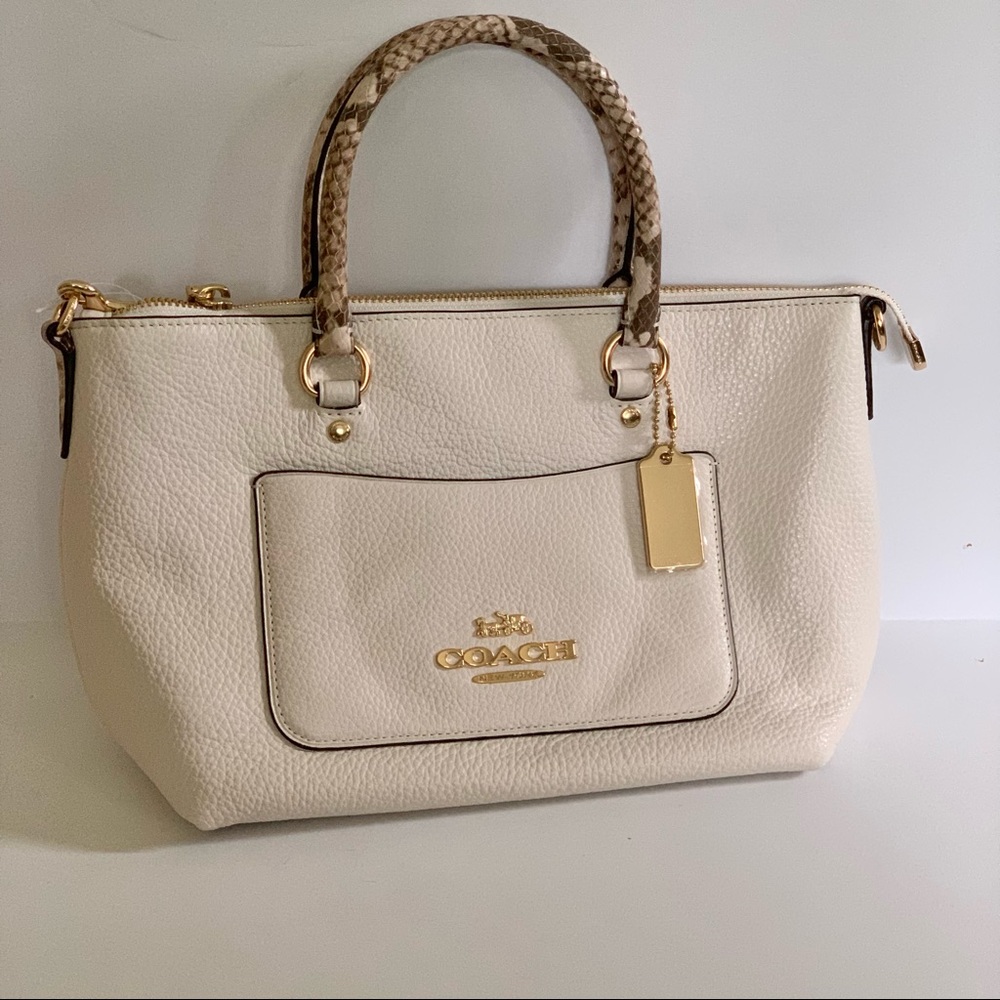 COACH Crossbody Emma Pebble Chalk Snake Satchel